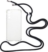 Shop4 - Samsung Galaxy S21 FE Hoesje - Zachte Back Case TPU Siliconen met Koord Zwart