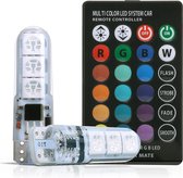 T10 LED Bluetooth RGBW (set) - W5W autolampen ledlampen - Bedienbaar - Hoge kwaliteit - Met afstandsbediening- Wit, ijs blauw, alle kleuren instelbaar - Neon daglicht dimlicht dashboard inter
