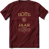80 Jaar Legendarisch Gerijpt T-Shirt | Bordeauxrood - Ivoor | Grappig Verjaardag Cadeau | Dames - Heren | - Burgundy - XXL