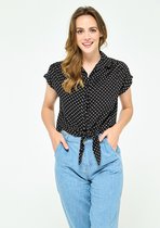 LOLALIZA Geknoopte blouse met stippen - Zwart - Maat 38