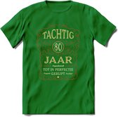 80 Jaar Legendarisch Gerijpt T-Shirt | Roest - Ivoor | Grappig Verjaardag Cadeau | Dames - Heren | - Donker Groen - S