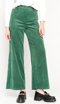 LOLALIZA Corduroy broek met wijde pijpen - Donker Groen - Maat 42
