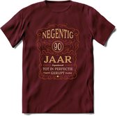 90 Jaar Legendarisch Gerijpt T-Shirt | Roest - Ivoor | Grappig Verjaardag Cadeau | Dames - Heren | - Burgundy - XL