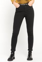 LOLALIZA Slim broek met gevlochten riem - Zwart - Maat 48