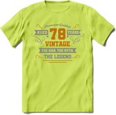 78 Jaar Legend T-Shirt | Goud - Zilver | Grappig Verjaardag Cadeau | Dames - Heren | - Groen - XXL