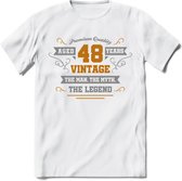 48 Jaar Legend T-Shirt | Goud - Zilver | Grappig Verjaardag Cadeau | Dames - Heren | - Wit - 3XL