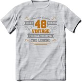 48 Jaar Legend T-Shirt | Goud - Zilver | Grappig Verjaardag Cadeau | Dames - Heren | - Licht Grijs - Gemaleerd - XL