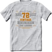 72 Jaar Legend T-Shirt | Goud - Zilver | Grappig Verjaardag Cadeau | Dames - Heren | - Licht Grijs - Gemaleerd - XXL