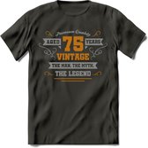 75 Jaar Legend T-Shirt | Goud - Zilver | Grappig Verjaardag Cadeau | Dames - Heren | - Donker Grijs - XL