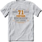 71 Jaar Legend T-Shirt | Goud - Zilver | Grappig Verjaardag Cadeau | Dames - Heren | - Licht Grijs - Gemaleerd - XXL