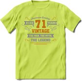 71 Jaar Legend T-Shirt | Goud - Zilver | Grappig Verjaardag Cadeau | Dames - Heren | - Groen - S