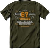 67 Jaar Legend T-Shirt | Goud - Zilver | Grappig Verjaardag Cadeau | Dames - Heren | - Leger Groen - XXL