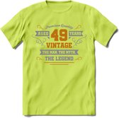 49 Jaar Legend T-Shirt | Goud - Zilver | Grappig Verjaardag Cadeau | Dames - Heren | - Groen - M