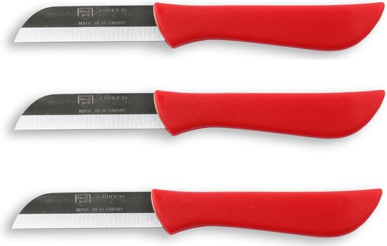 Solingen Schilmesje - RVS Glad - 16 cm met Dun Heft - Rood - 3 stuks