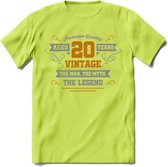 20 Jaar Legend T-Shirt | Goud - Zilver | Grappig Verjaardag Cadeau | Dames - Heren | - Groen - L