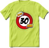 30 Jaar Hoera Verkeersbord T-Shirt | Grappig Verjaardag Cadeau | Dames - Heren | - Groen - L