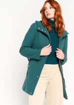 LOLALIZA Halflange duffelcoat met capuchon - Groenblauw - Maat S