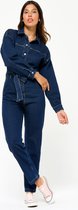 LOLALIZA Denim jumpsuit met ceintuur - Donker Blauw - Maat 46