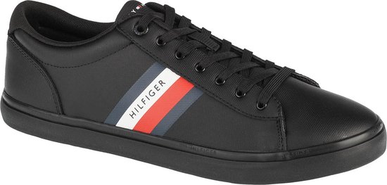 Tommy Hilfiger Essential Leather Vulc Stripes FM0FM03722-BDS, Mannen, Zwart, Sneakers, maat:
