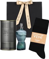 Heren cadeauset: Jean Paul Gaultier Le male eau de toilette met zwarte VENT sokken (2-pack) -  Maat: 39-42