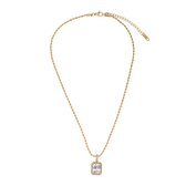 Halsketting met hanger in het midden met briljant design omlijst in de vorm van een kubus - Edelstaal - Ketting - Verstelbare ketting - Verguld - Damessieraden - Dottillove.