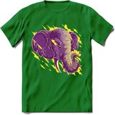 Dieren T-Shirt | Olifant shirt Heren / Dames | Wildlife elephant cadeau - Donker Groen - M