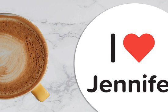 Sous-verres pour verres - Rond - I love - Jennifer - Fille - 10x10 cm - Sous-verres en verre - 6 pièces