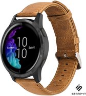 Strap-it Leren smartwatch bandje - geschikt voor Garmin Venu / Venu SQ / Vivoactive 3 / Vivomove HR / Forerunner 245 / 645 - zwart