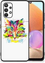 GSM Hoesje Geschikt voor Samsung Galaxy A32 4G | A32 5G Enterprise Editie Mobiel TPU Hardcase met Zwarte rand Cat Color