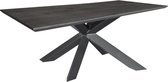 Ovale eikenhouten tafel met spinpoot - warme bruine kleur - extra dik blad