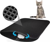 Kattenbakmat - Katten - Dubbele laag kattenbakvulling - Mat trapper - Opvang ruimte - Kattengrit opvanger - Honingraat - Waterdicht - Ademend - Zwart - Leren rand - Maat 40 x 50 - Eco-friendl