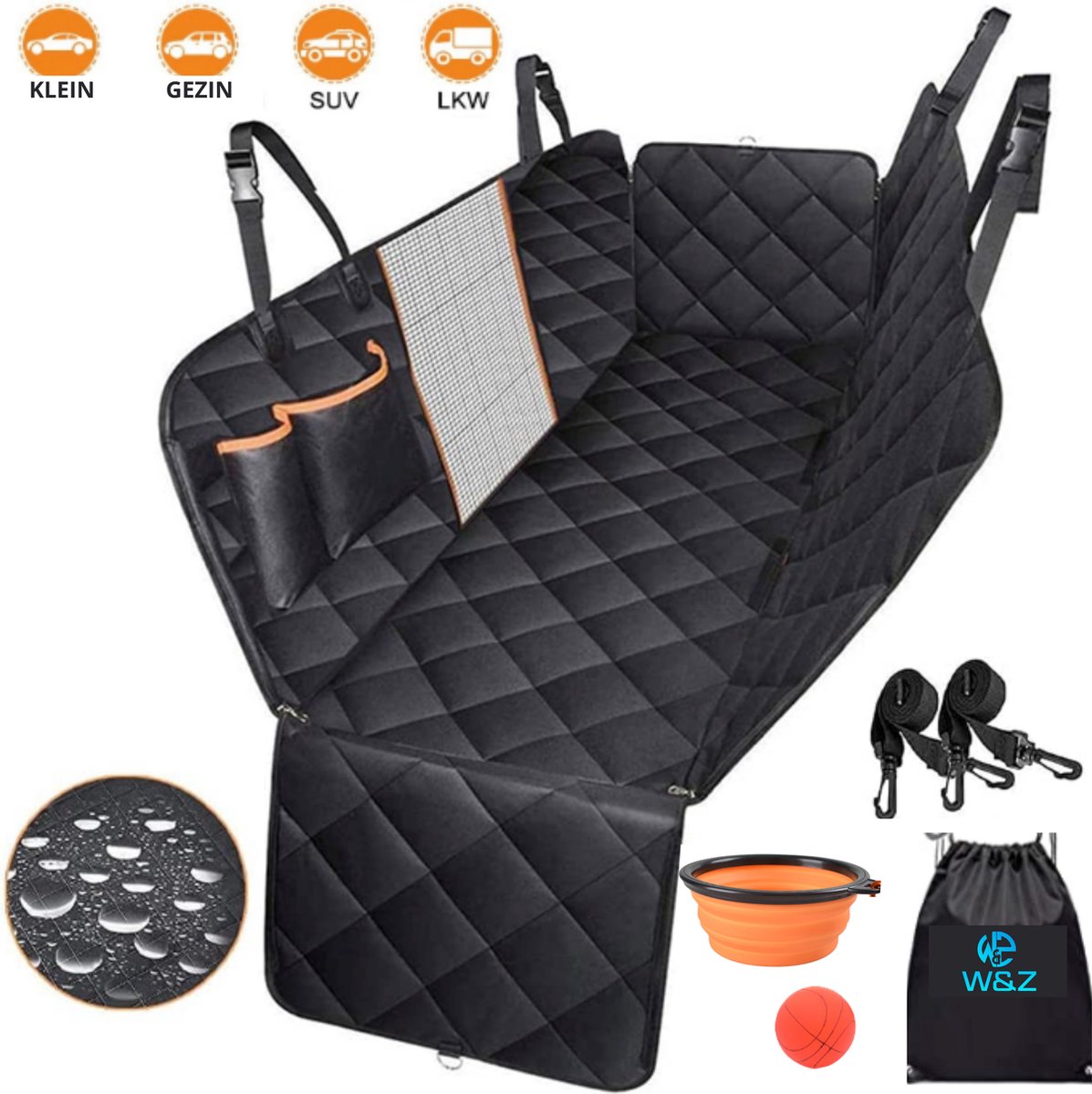 W&Z® Hondendeken Auto Achterbank en Kofferbak - Autodekens - Hondenkleed - Kattendekens - Incl Opbergzak