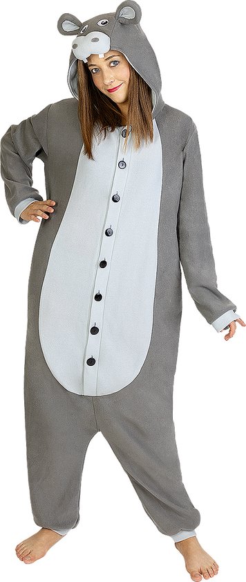 FUNIDELIA Nijlpaard Kostuum - Nijlpaard Onesie voor mannen en vrouwen - Maat: L-XL