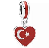 Bedel Turkije | Hart vlag Turkije | 925 Sterling Zilver