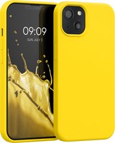 kwmobile telefoonhoesje voor Apple iPhone 13 - Hoesje met siliconen coating - Smartphone case in stralend geel
