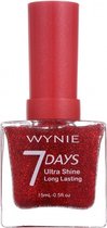 Wynie - Nagellak 7 Days Ultra Shine Long Lasting - Transparant met rode glitters - 1 flesje met 15 ml inhoud - Nummer 702