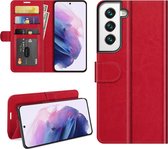 Samsung Galaxy S22 Hoesje - MobyDefend Wallet Book Case (Sluiting Achterkant) - Rood - GSM Hoesje - Telefoonhoesje Geschikt Voor Samsung Galaxy S22