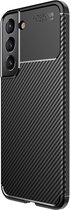 Hoesje Siliconen Carbon TPU Back Cover Zwart Geschikt voor Samsung Galaxy S22