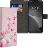 kwmobile telefoonhoesje voor Samsung Galaxy M12 - Hoesje met pasjeshouder in poederroze / wit / oudroze - Magnolia design