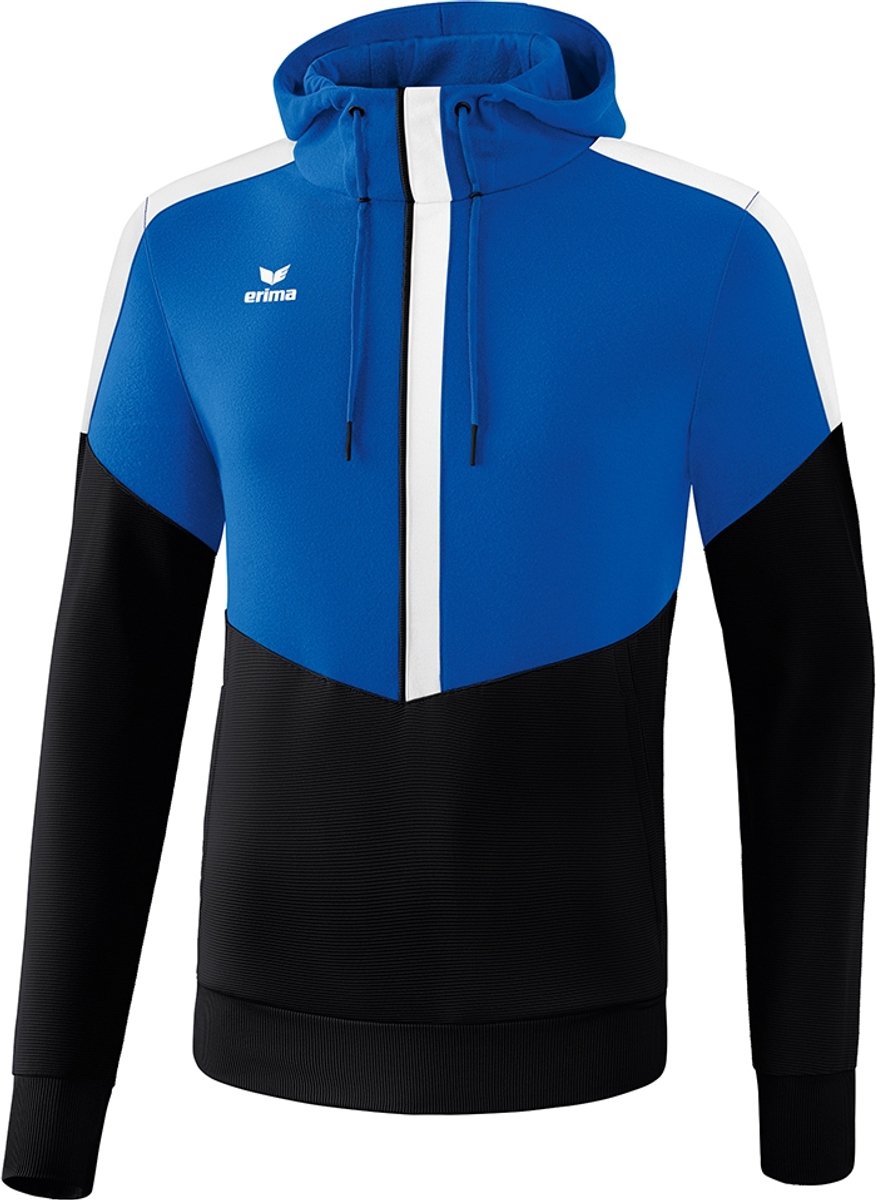 Erima Squad Sweatshirt Met Capuchon Kinderen - New Royal / Zwart / Wit | Maat: 140