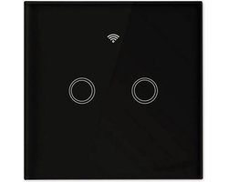 Smart wandschakelaar zwart - Tweevoudig - 300W - SmartLife