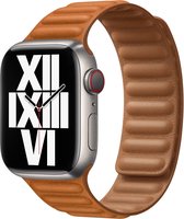 Fonu Leather link Apple Watch 1-7 series 42-44-45mm bandje - Goudbruin