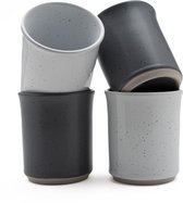 Koffiekopjes - koffiemok - koffiebeker - set van 4 kopjes - 150ML - keramiek - hip en trendy - kado voor hem & haar - donkergrijs - wit