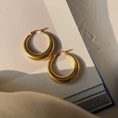 Nixnix - Vergulde oorbellen - plain hoops 25mm - Drop oorbellen - Ringen