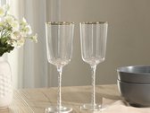 Set van 6 wijnglazen met gouden rand GARANCE - Transparant - H. 24,5 cm - 32 cl