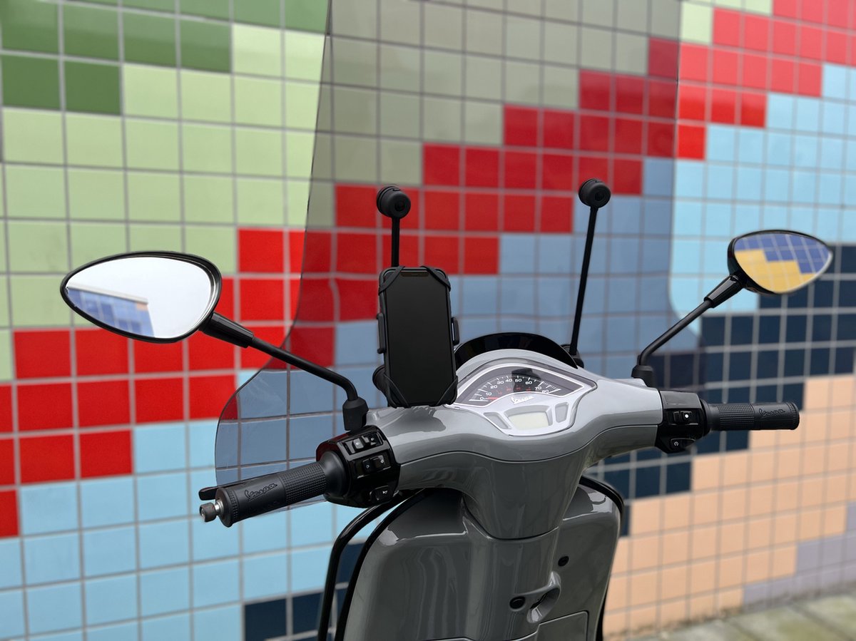 Telefoonhouder voor Scooter - Motor - MANOS LIBRES - MODEL E Pro - Windscherm Bevestiging - Universeel - Zwart - Piaggio - Vespa - Zip – foto 4