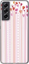 Geschikt voor Samsung Galaxy S21 FE hoesje - Een illustratie van groeiende hartjes - Siliconen Telefoonhoesje