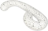 Body pillow - 240 cm - 100% katoen - wit met grijze sterren