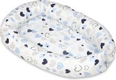 Baby nestje - wit blauw - hartjes - met uitneembaar matras