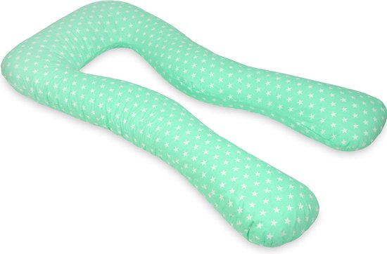 Voedingskussen - Voedingskussen - Zwangerschapskussen - groot - 100% katoen - witte sterren - mint
